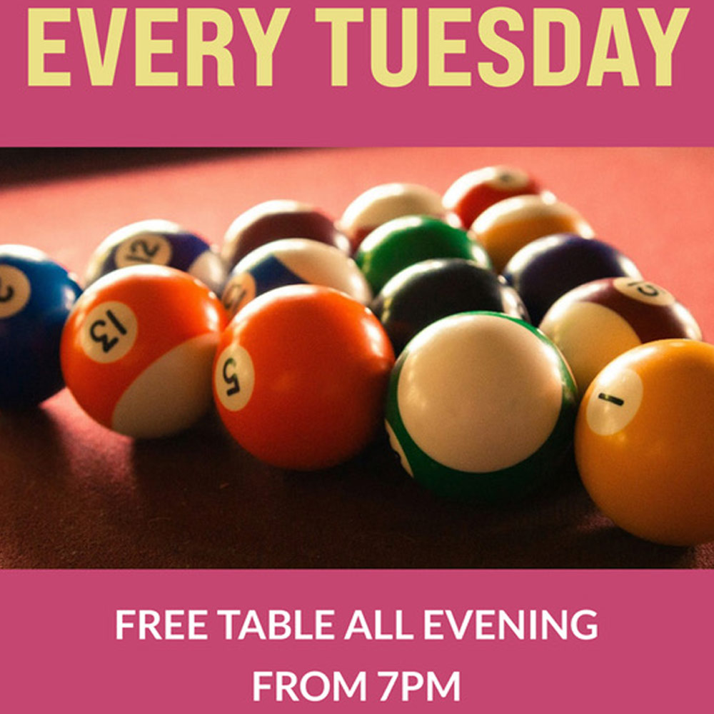 Free pool every Tuesday night at the Red River Inn Gwithian